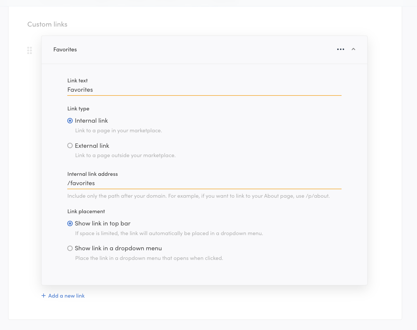 Add topbar links in Console